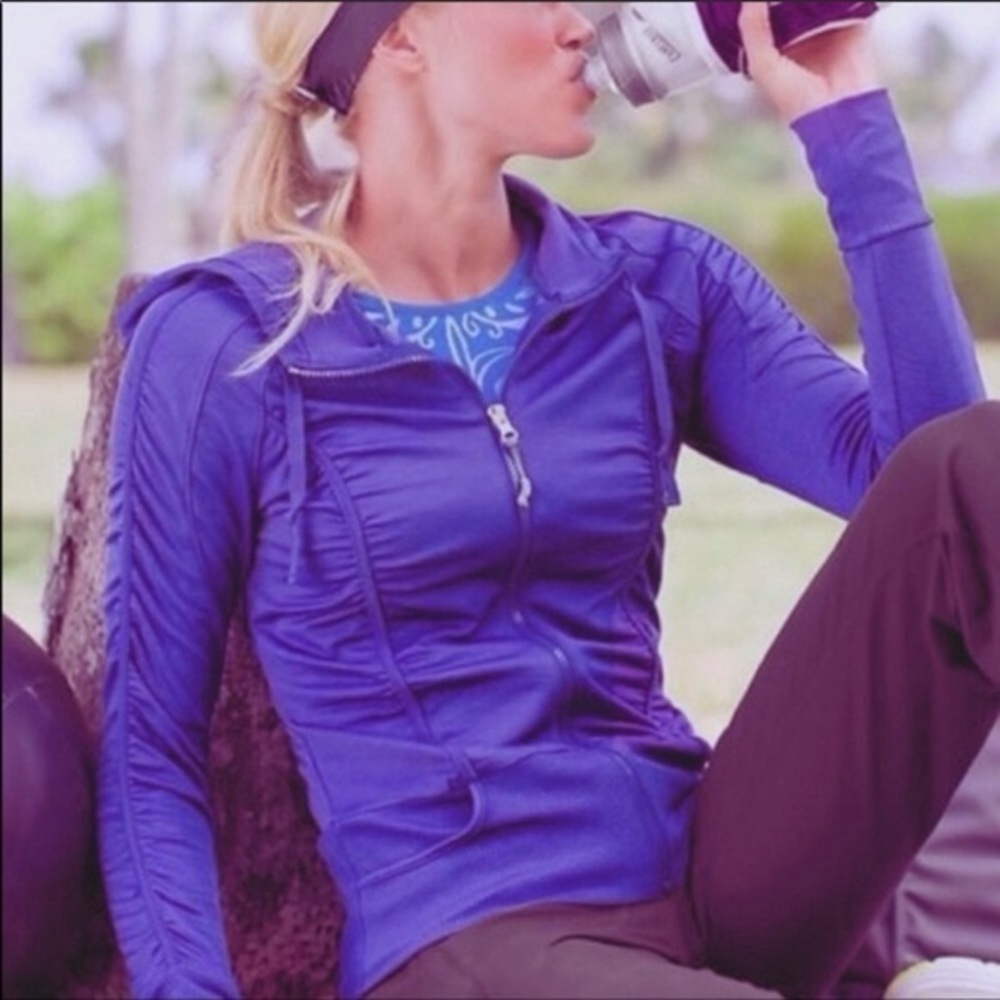 ATHLETA Purple Rouched Circuit Hooded Athletic Jacket (NOT Blue)